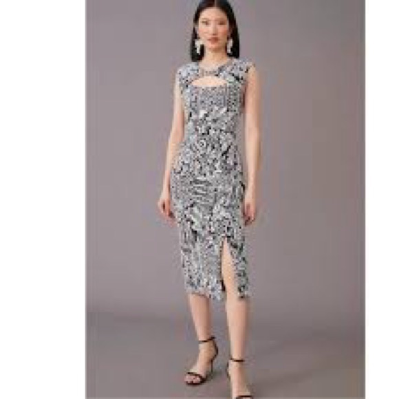 Anthropologie Dresses & Skirts - Anthropologie Jacquard Cut Out Black and White MIDI Dress